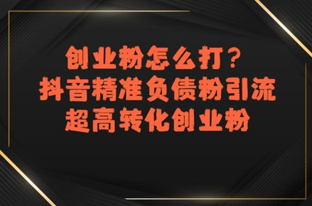 创业粉怎么打？抖音精准负债粉引流，超高转化创业粉-冒泡网-兼职资源项目学习教程网