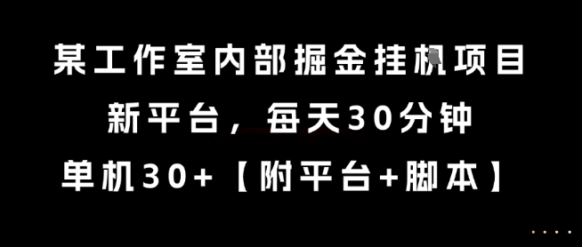 某工作室内部掘金挂G项目，新平台，每天30分钟，单机30+【揭秘】-冒泡网-兼职资源项目学习教程网