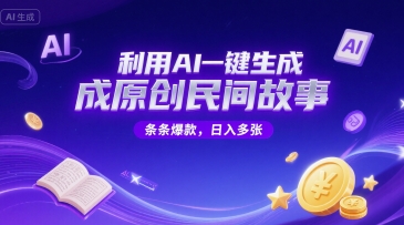 利用AI一键生成原创民间故事，无限制生成，条条爆款，日入多张-冒泡网-兼职资源项目学习教程网