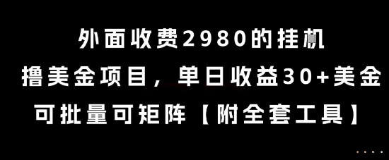 外面收费2980的挂G撸美金项目，单日收益30+美金，可批量可矩阵【揭秘】-冒泡网-兼职资源项目学习教程网