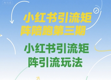 小红书引流矩阵陪跑第三期，小红书引流矩阵引流玩法-冒泡网-兼职资源项目学习教程网