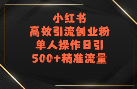 小红书高效引流创业粉，单人操作日引500+精准流量-冒泡网-兼职资源项目学习教程网