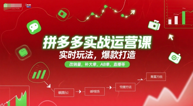 拼多多实战运营课，实时玩法，爆款打造，改销量，补大单，AB单，直播等（更新2025月）-冒泡网-兼职资源项目学习教程网