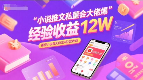 小说推文私董会大佬爆单经验分享收益12W，番茄小说每天稳定4位数收益-冒泡网-兼职资源项目学习教程网