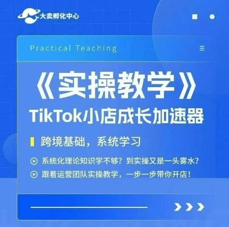大卖家孵化中心TikTok实操课，TikTok小店成长加速器，跨境基础系统学习，一步一步带你开店-冒泡网-兼职资源项目学习教程网