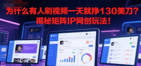 为什么有人刷视频一天就挣130美刀？揭秘矩阵IP网创玩法!-冒泡网-兼职资源项目学习教程网