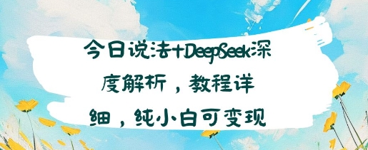 今日说法+DeepSeek深度解析，教程详细，纯小白可变现-冒泡网-兼职资源项目学习教程网