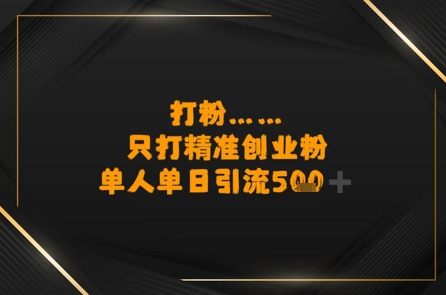 打粉只打精准创业粉，单人单日引流500+-冒泡网-兼职资源项目学习教程网