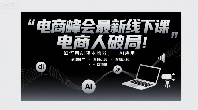 电商峰会最新线下课，电商人破局，如何用AI降本增效，AI应用-全域推广-直播运营-付费流量-冒泡网-兼职资源项目学习教程网