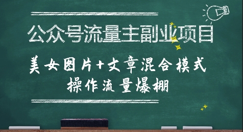 公众号流量主副业项目，美女图片+文章混合模式操作流量爆棚-冒泡网-兼职资源项目学习教程网