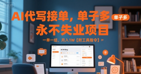AI代写接单，永不失业项目，单子多，一单一结，月入1W【附工具指令】-冒泡网-兼职资源项目学习教程网