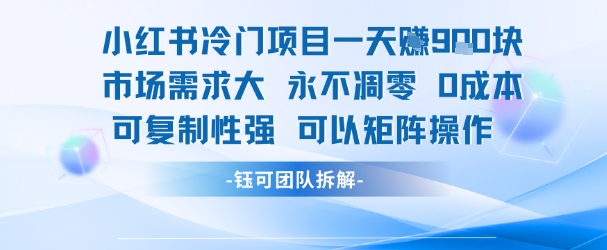 小红书冷门项目一天收益9张，市场需求大，0成本，可复制性强可以矩阵操作-冒泡网-兼职资源项目学习教程网