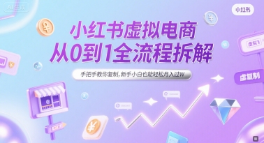 小红书虚拟电商从0到1全流程拆解，手把手教你复制，新手小白也能轻松月入过W-冒泡网-兼职资源项目学习教程网