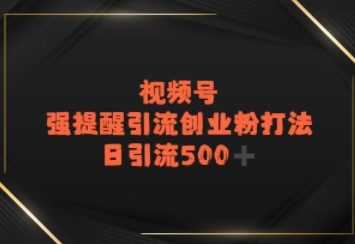 视频号强提醒引流，日引流500+精准创业粉？-冒泡网-兼职资源项目学习教程网