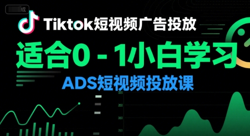 Tiktok短视频广告投放，适合0-1小白学习ADS短视频投放课-冒泡网-兼职资源项目学习教程网
