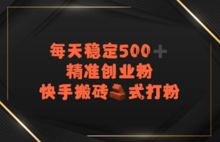 快手搬砖式打粉，每天稳定500+精准创业粉-冒泡网-兼职资源项目学习教程网