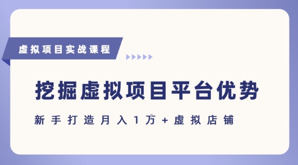 抓住虚拟项目各平台优势，新手轻松月入1W+(给出具体建议)-冒泡网-兼职资源项目学习教程网