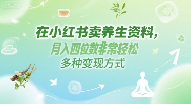 在小红书卖养生资料，月入四位数非常轻松，多种变现方式-冒泡网-兼职资源项目学习教程网