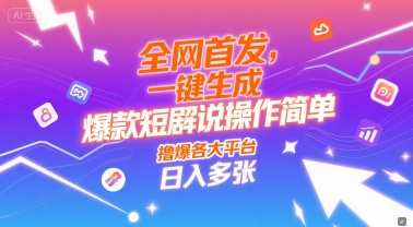 全网首发，一键生成爆款短剧解说操作简单，撸爆各大平台，日入多张-冒泡网-兼职资源项目学习教程网